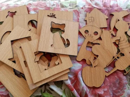 24Pcs Kids Wooden Drawing Stencils Kit Drawing Board Toys Coloring Puzzle photo review